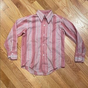 Vintage Kaynee Nexpander Endura-Press Kids Shirt | Pink White Long Sleeve Sz 10